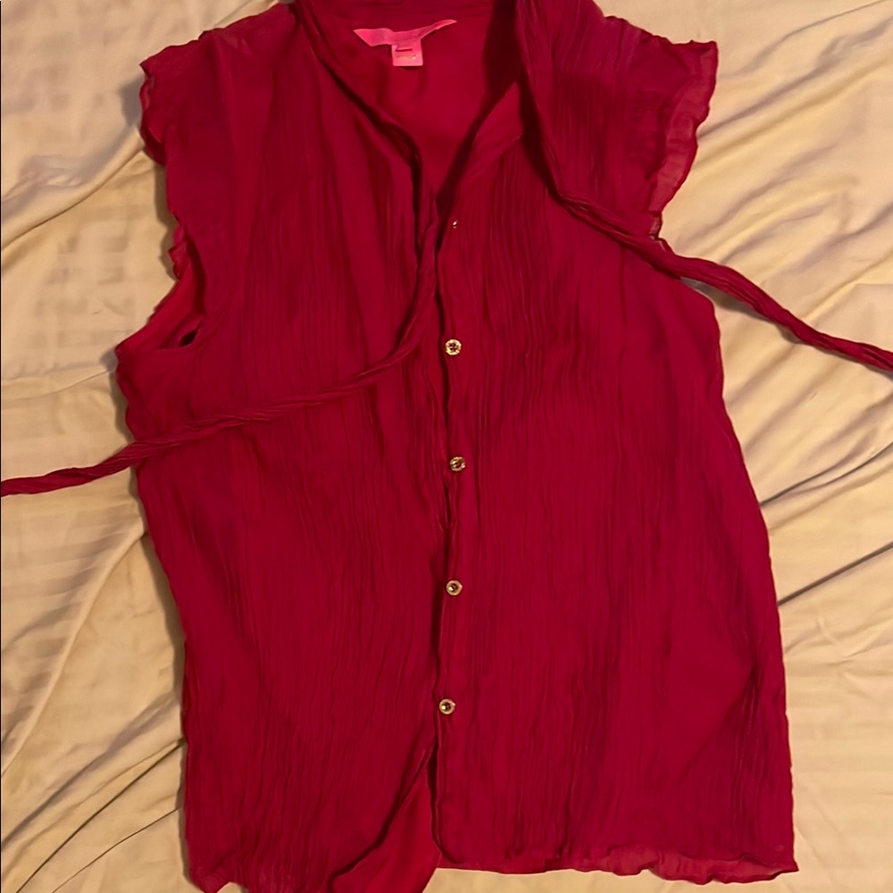 Lily Pulitzer Silk Sleeveless Pink Blouse